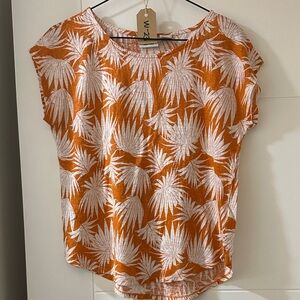 Rachel Zoe Women's Orange Palm Print Top